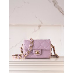 샤넬 Chanel 24k Mini Classic Flap purple 16cm