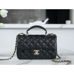 샤넬 Chanel 23p Mini Flap Bag with Top Handle AS2431 Black 20cm