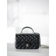 샤넬 Chanel 24k Mini Flap Bag with Top Handle AS2431 Black 20cm