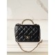 샤넬 Chanel 24b Flap Bag with Top Handle Black 25cm