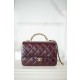 샤넬 Chanel 24b Flap Bag with Top Handle Wine red 25cm