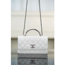 샤넬 Chanel 25P Flap Bag with Top Handle White 18.5cm