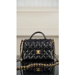 샤넬 Chanel 25p Flap Bag with Top Handle Black 22cm