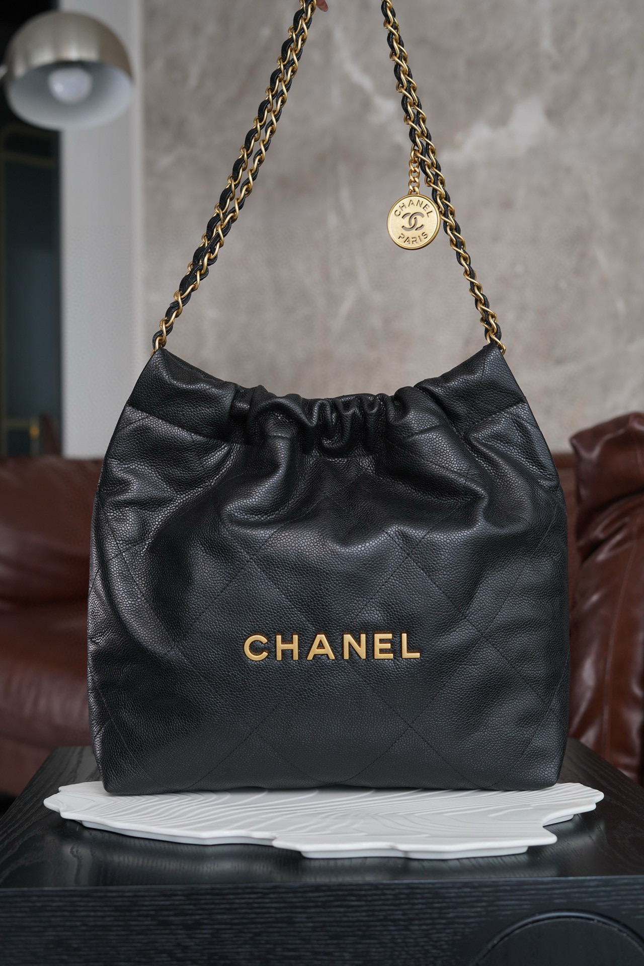 샤넬 Chanel 24B 22 Small Handbag AS3260 Black 35cm