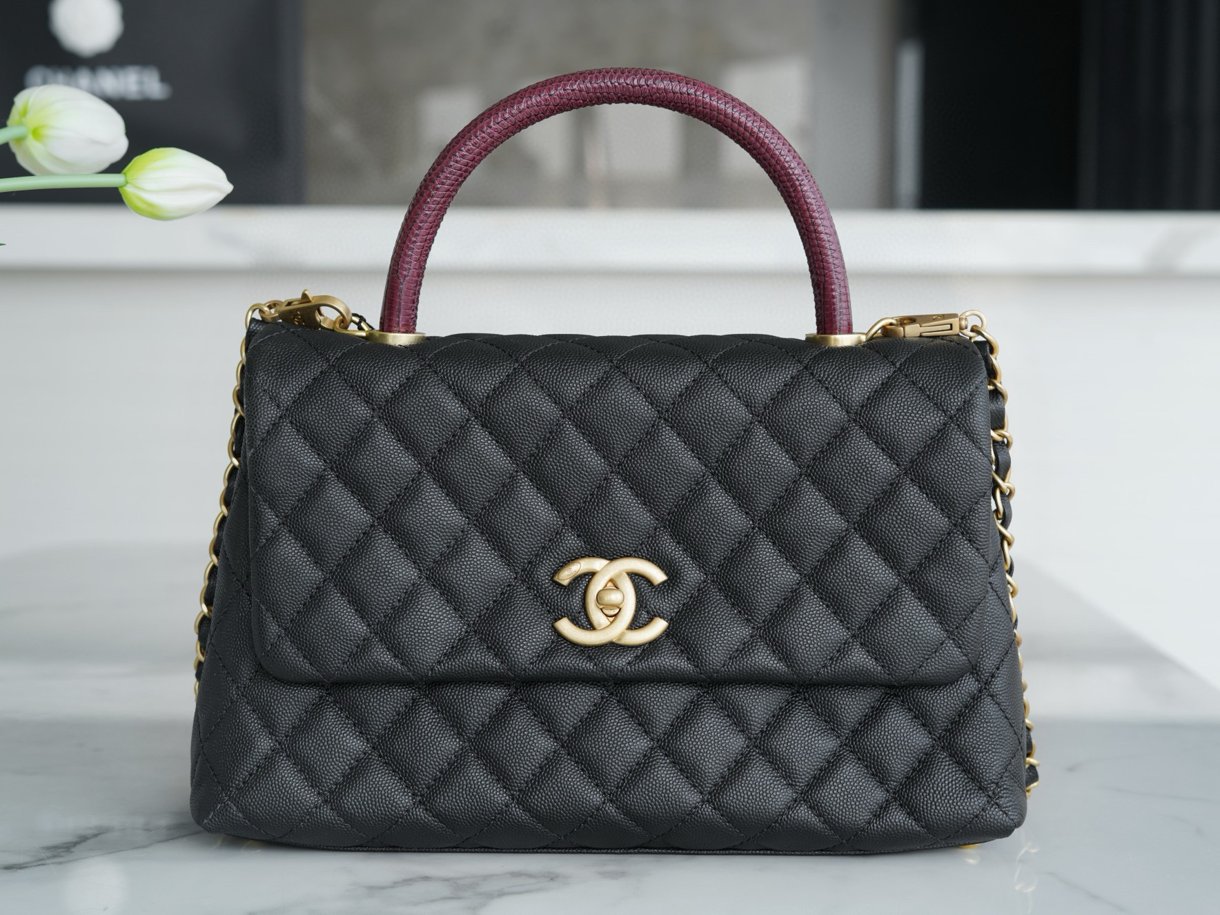 샤넬 Chanel Medium CoCo Handle Flap Bag A92991 Black 29cm