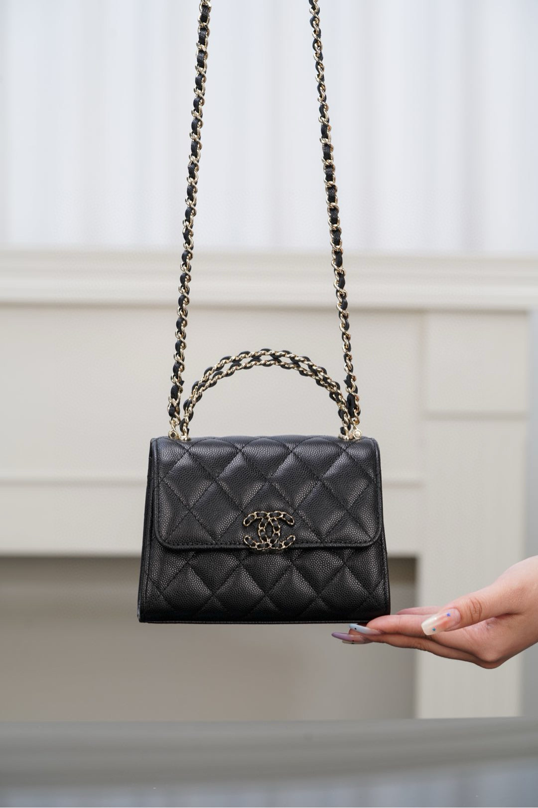 샤넬 Chanel 25s cross handle Kelly black 11.5cm