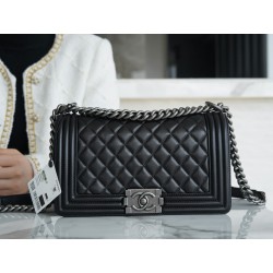 샤넬 Chanel Medium Leboy Bag A67086 Black silver 25cm