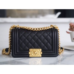 샤넬 Chanel Small Leboy Bag A67085 Black gold 20cm