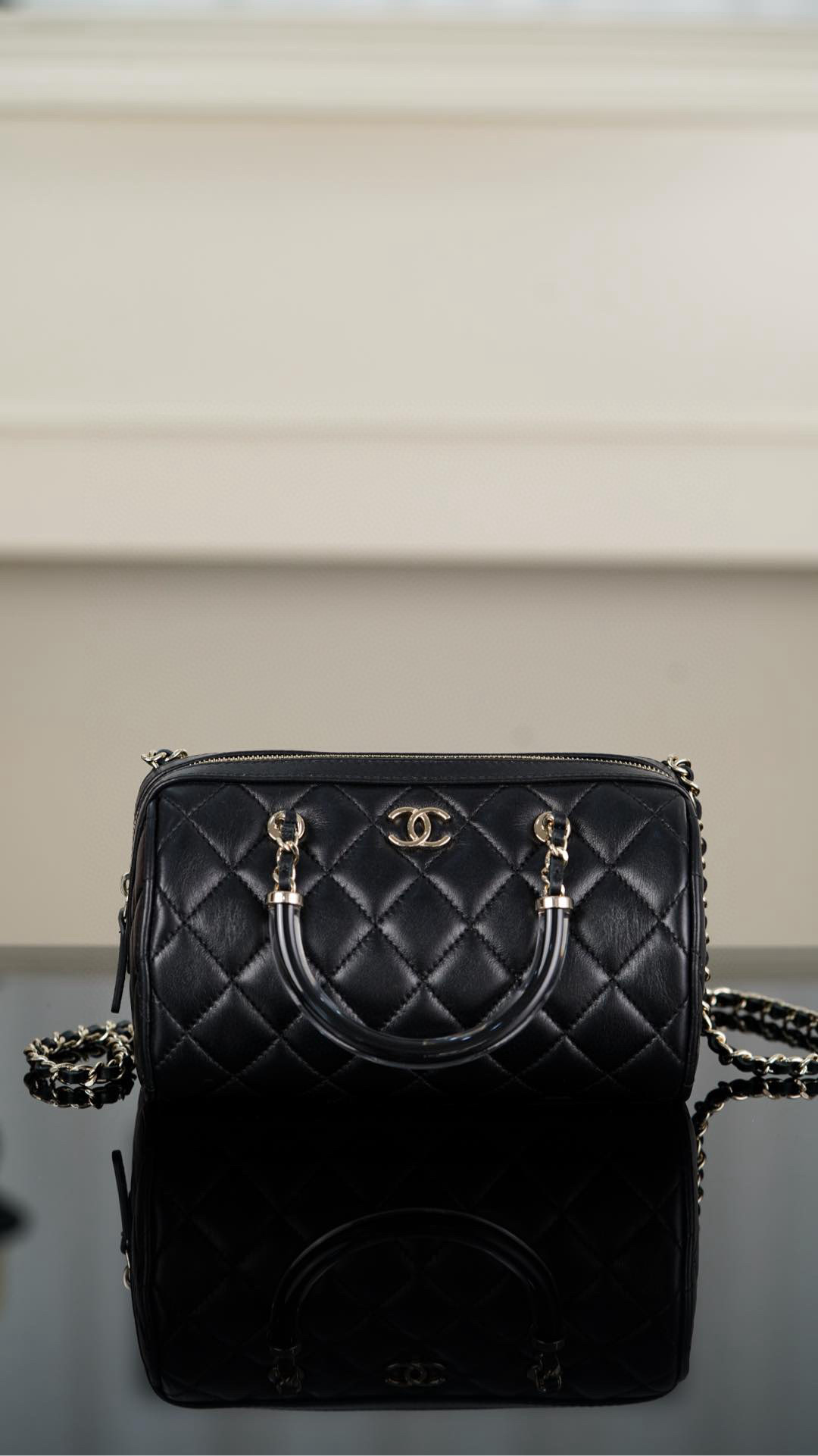 샤넬 Chanel Bowling Bag Black 18.5cm