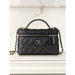샤넬 Chanel 25c LP Long Vanity with chain Black gold 17cm