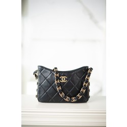 샤넬 Chanel 24K Hobo Handbag Black 24cm