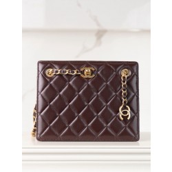 샤넬 Chanel 24k Clutch with Chain Reddish-brown 16cm