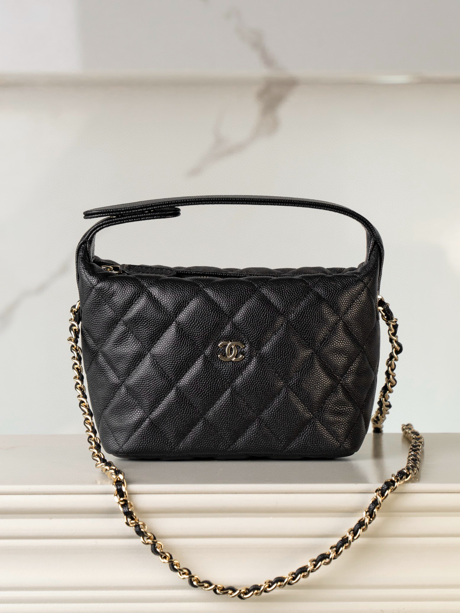 샤넬 Chanel 25c Clutch with Chain Black 21.5cm