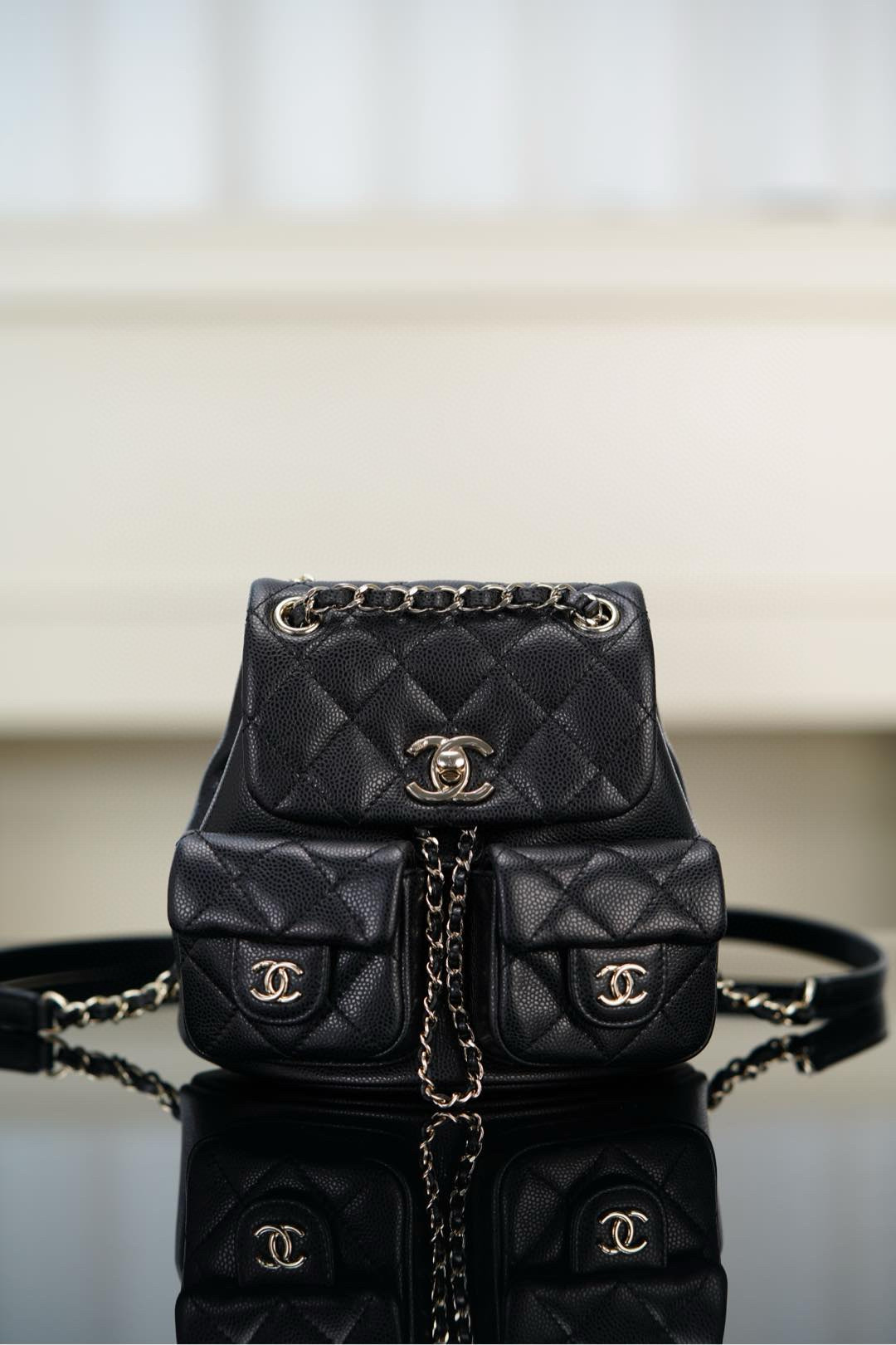 샤넬 Chanel 23P Duma Small Backpack Black 16.5cm