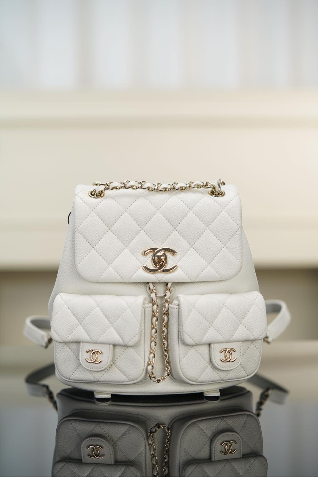 샤넬 Chanel 24A Duma Backpack White 20.5cm