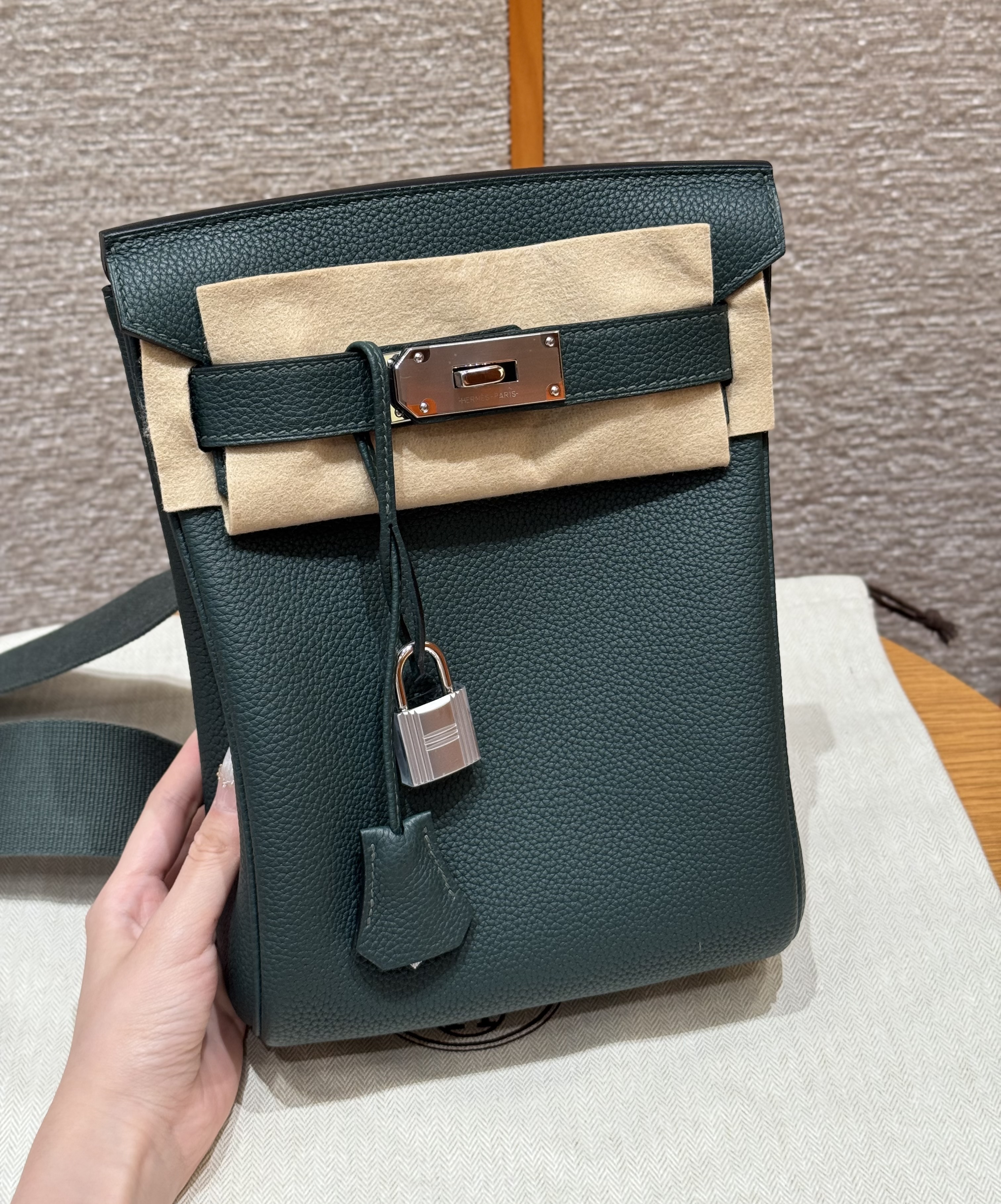에르메스 Hermes Hac a dos 28cm Togo 60 Vert Cypress/silver