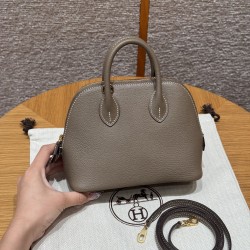 에르메스 Hermes Mini Bolide 18cm chèvre 18 Etoupe/gold