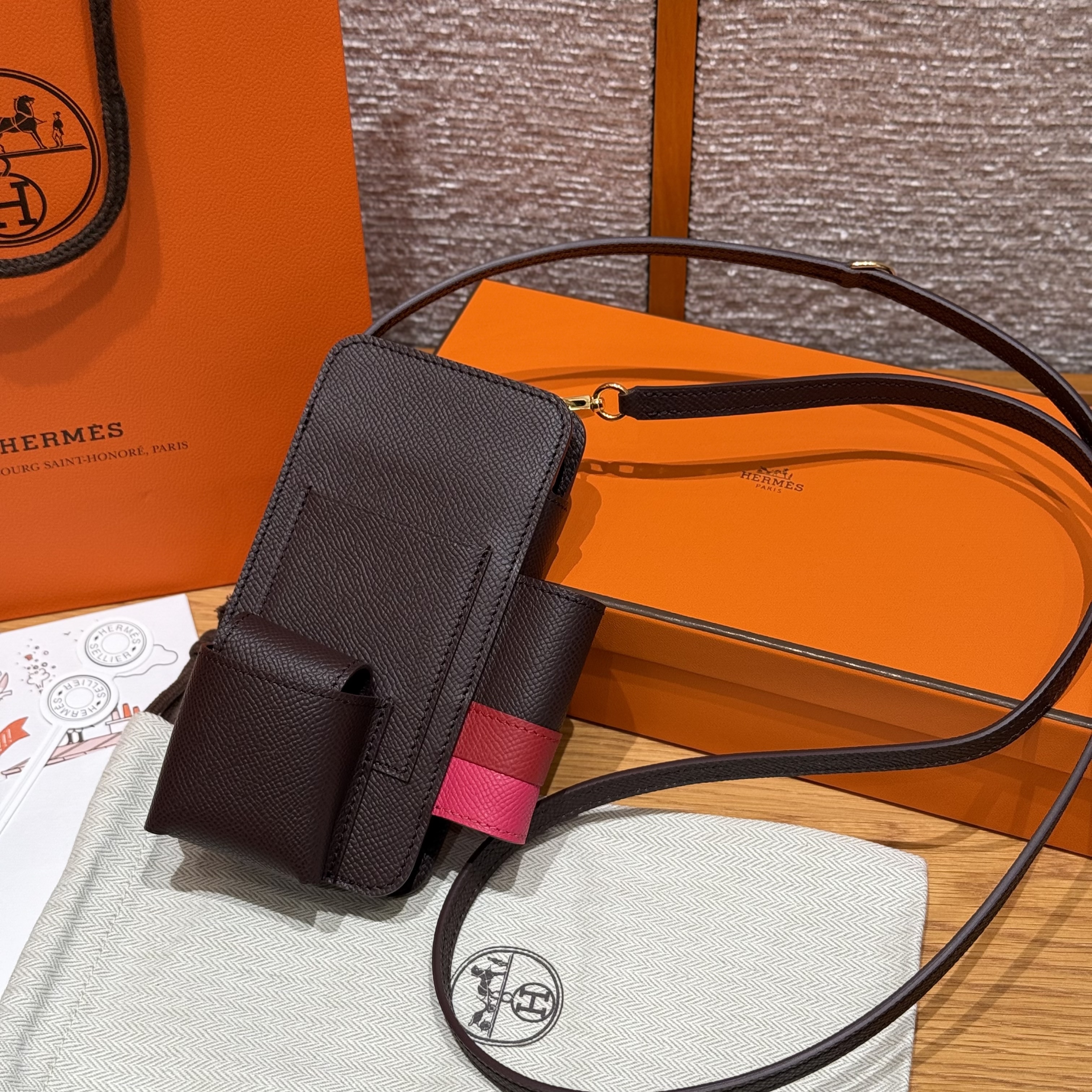에르메스 Hermes Hermesway Epsom 0G Rouge Seller Q5 Rouge Casaque i6 Rose Extreme/gold