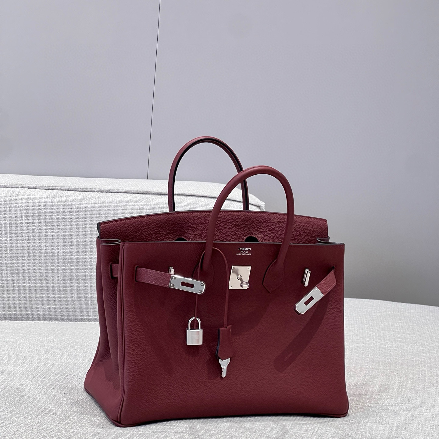 에르메스 Hermes Brikin 35cm Germany Leather 55 Rouge H/silver