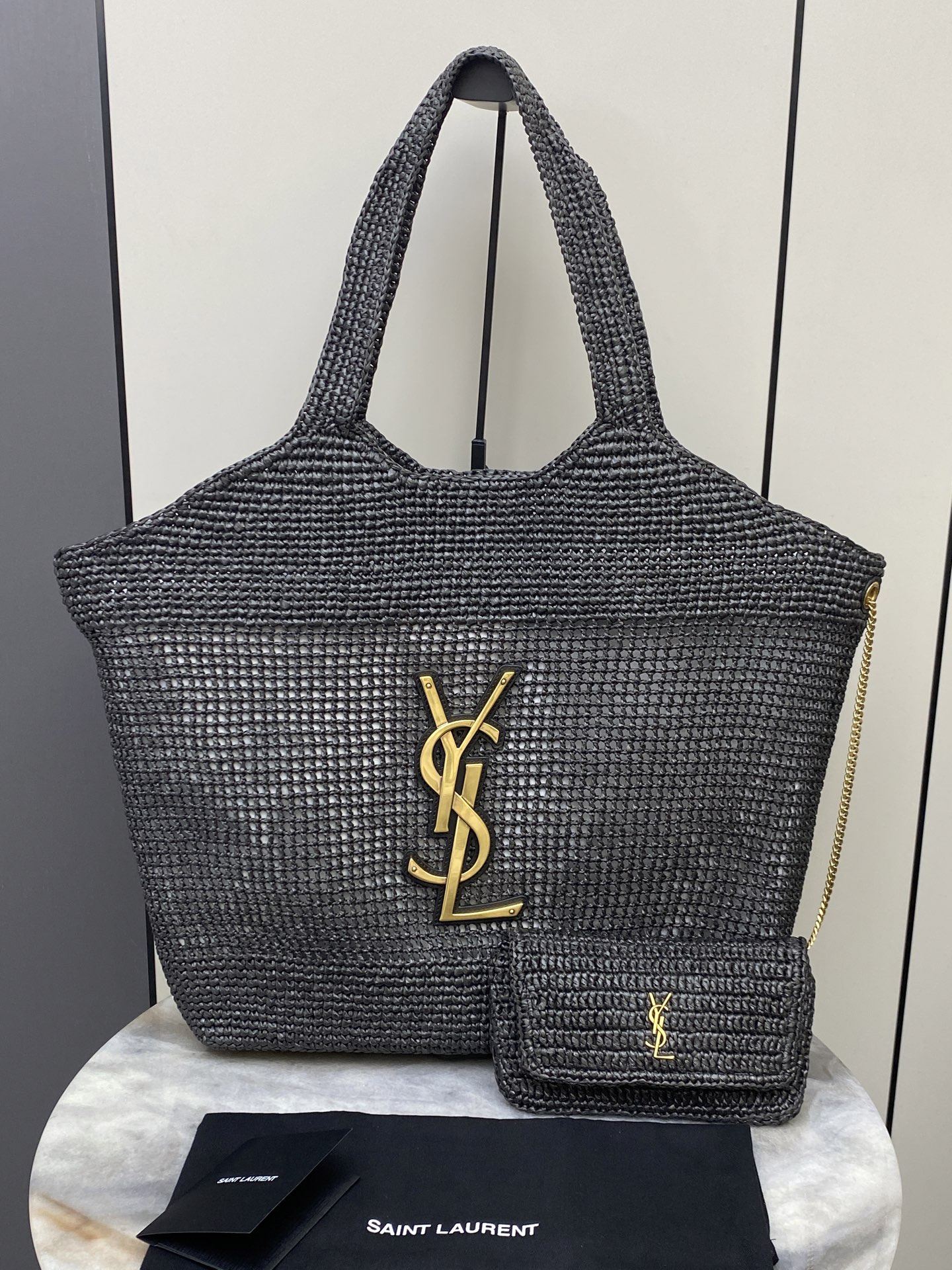 생로랑 Saint laurent/YSL 772191 Icare in Raffia Black