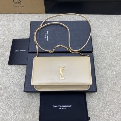 생로랑 Saint laurent/YSL 635095 Cassandre Phone Holder With Strap in Smooth Leather Dark Beige 18CM