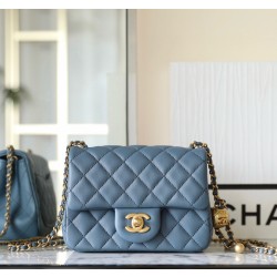 샤넬 Chanel AS1786 Mini Flap Bag C-551 Blue 18cm