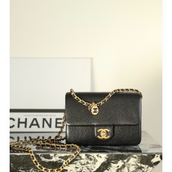 샤넬 Chanel AS5218 Mini Classic Flap Bag C-521 Black gold 17cm