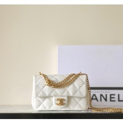 샤넬 Chanel 24P Mini Flap Bag C-041 White 20cm