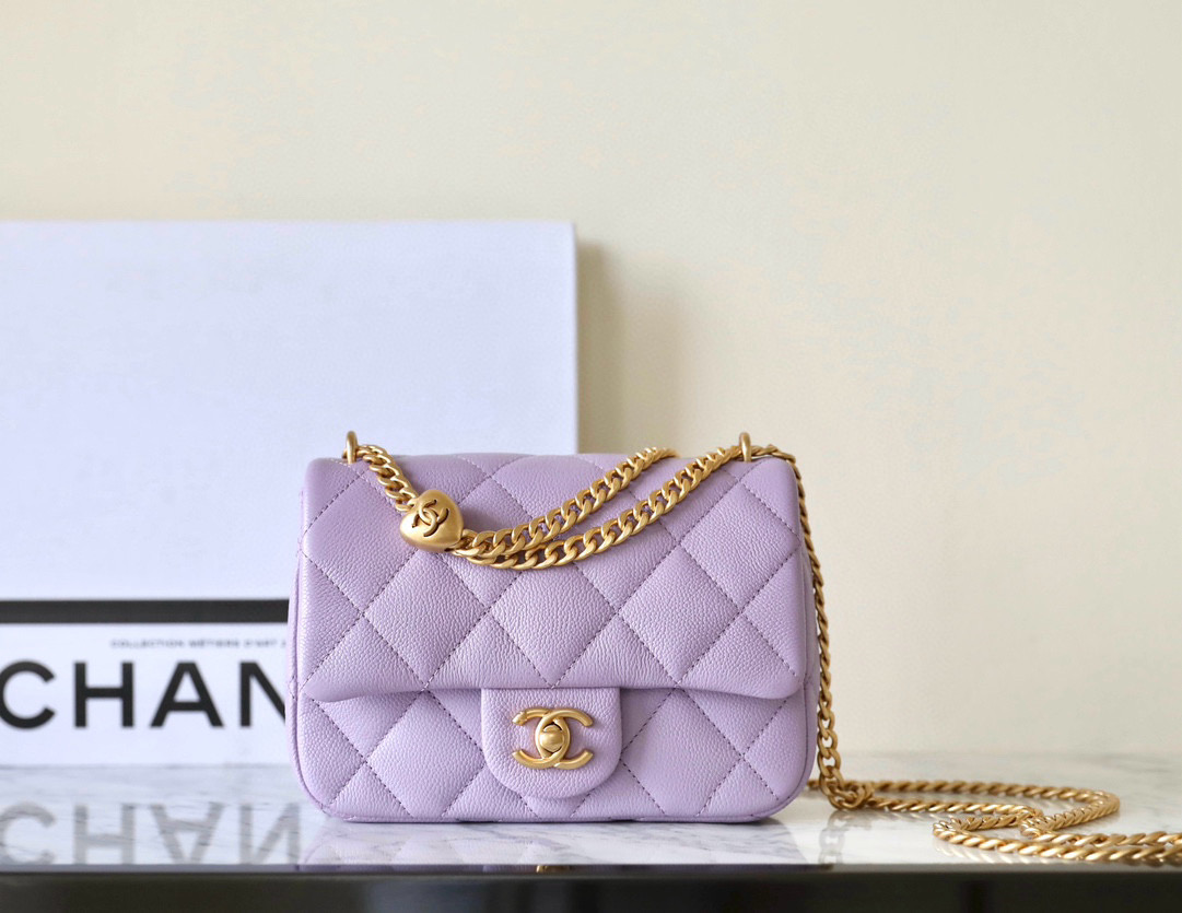 샤넬 Chanel 24P Mini Flap Bag C-541 purple 20cm