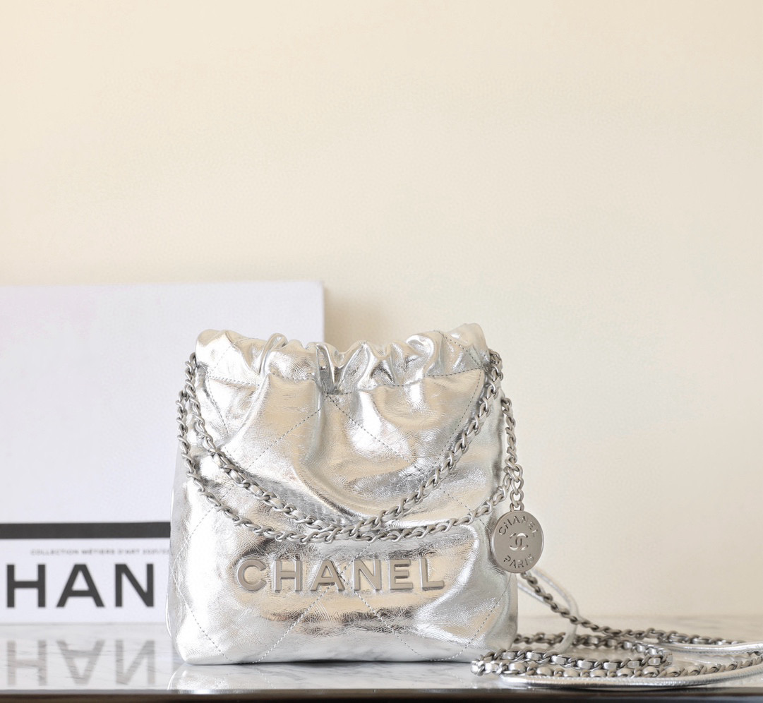 샤넬 Chanel 25c AS3980 22 Mini Handbag C-051 silver 19cm