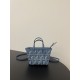 펜디 FENDI 8BS096 Roll Mini Fabric FF Jacquard Bag Blue 23CM