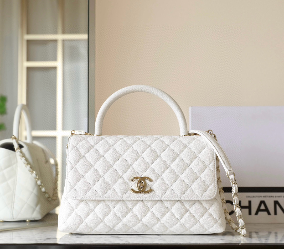 샤넬 Chanel A92991 Medium CoCo Handle Flap Bag C-022 White 29cm
