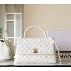 샤넬 Chanel A92991 Medium CoCo Handle Flap Bag C-022 White 29cm