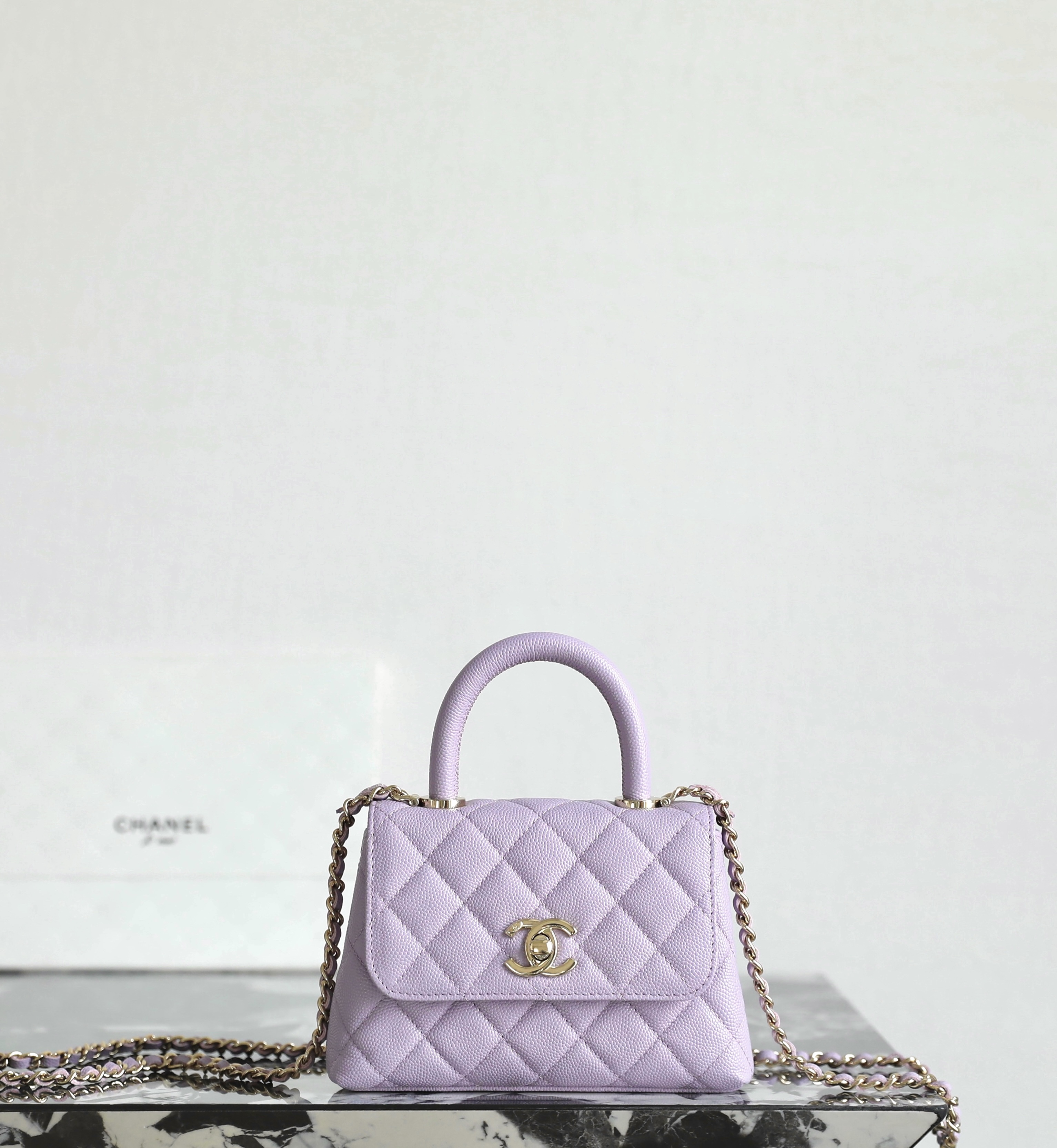 샤넬 Chanel Mini CoCo Handle Nano Flap Bag Light purple 14.5cm