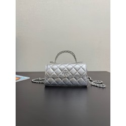 샤넬 Chanel 25s AP3238 Flap Phone Holder with Chain 99194 silver 18cm