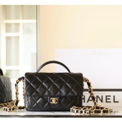 샤넬 Chanel 24A AS4992 Flap Bag with Top Handle C-531 Black 20cm