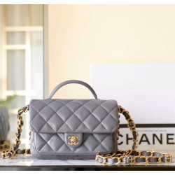 샤넬 Chanel 24A AS4992 Flap Bag with Top Handle C-531 grey 20cm
