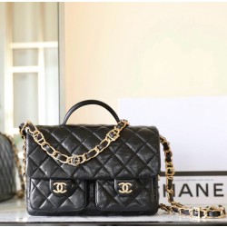 샤넬 Chanel Flap Bag with Top Handle C-541 Black 25.5cm