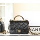 샤넬 Chanel 24B AS5032 Mini Flap Bag with Top Handle C-541 Black 19cm