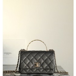 샤넬 Chanel 25S Mini Flap Bag with Top Handle C-831 Black 18cm