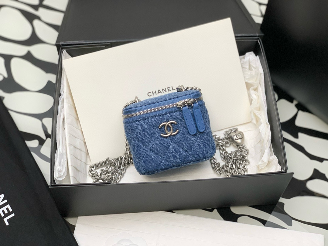 샤넬 Chanel Classic Small Vanity with Chain 99241 Blue 8.5cm