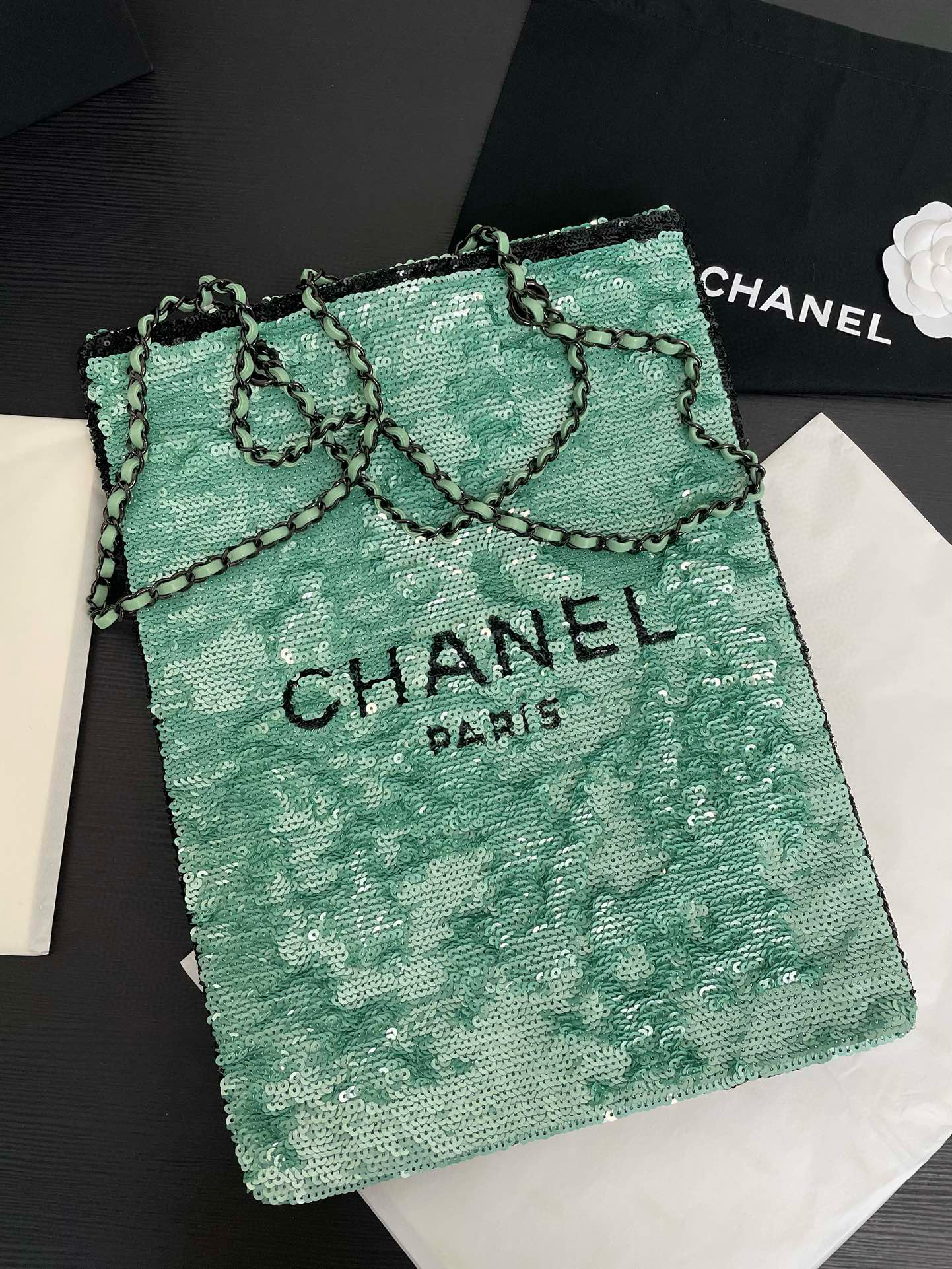 샤넬 Chanel 24s 4856 Tote bag green 30cm