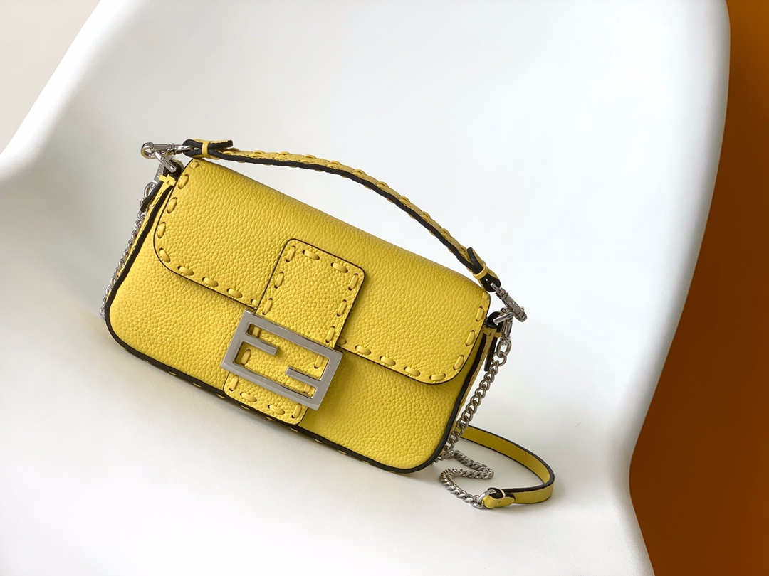 펜디 FENDI 8BS017 Baguette Mini Topstitching Selleria Bag 20CM