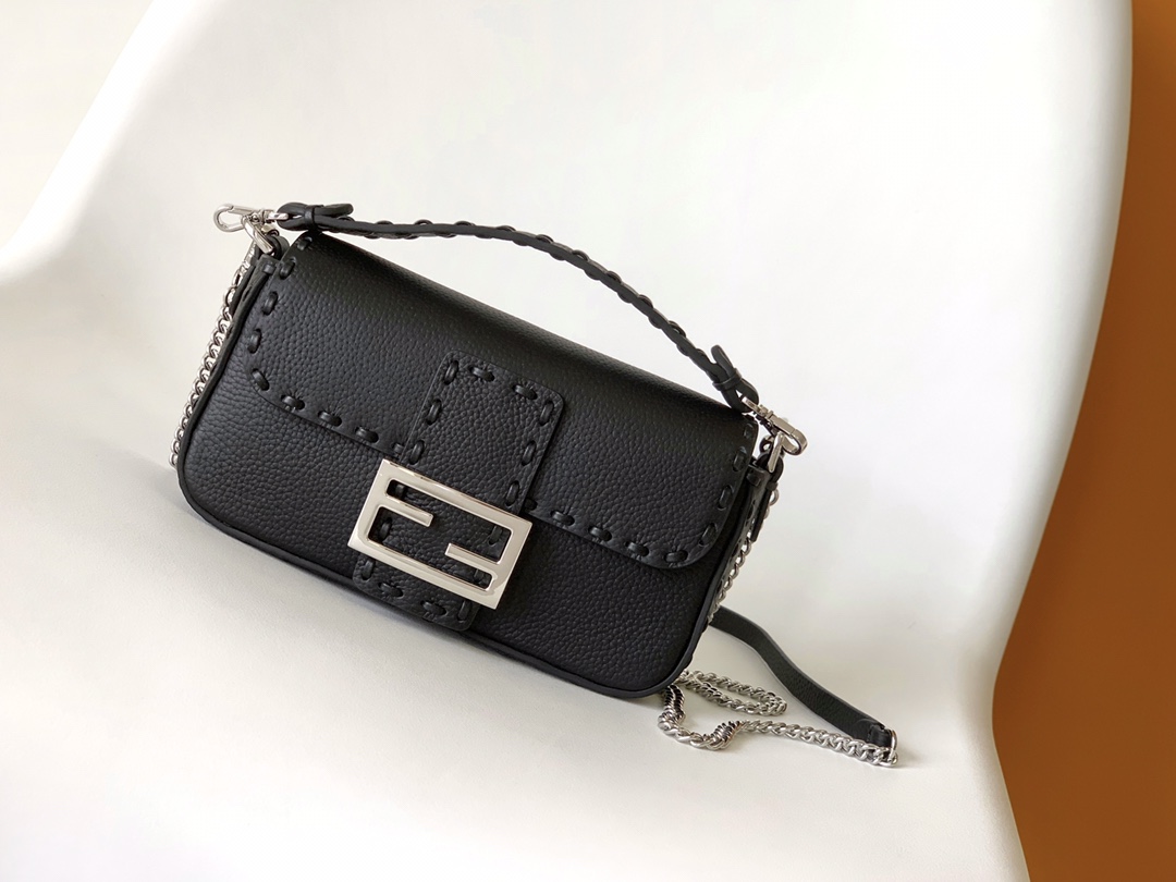 펜디 FENDI 8BS017 Baguette Mini Topstitching Selleria Bag 20CM