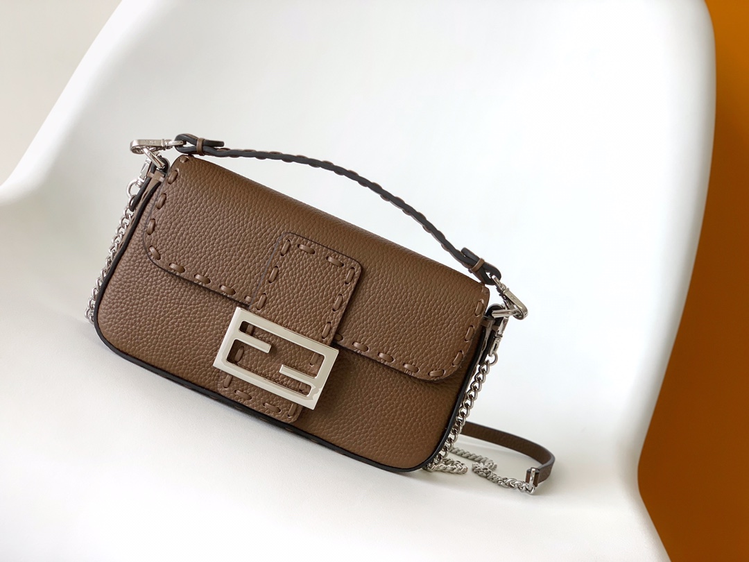 펜디 FENDI 8BS017 Baguette Mini Topstitching Selleria Bag 20CM