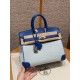 에르메스 Hermes Birkin 25cm Swift and Canvas 71 Blue France/silver