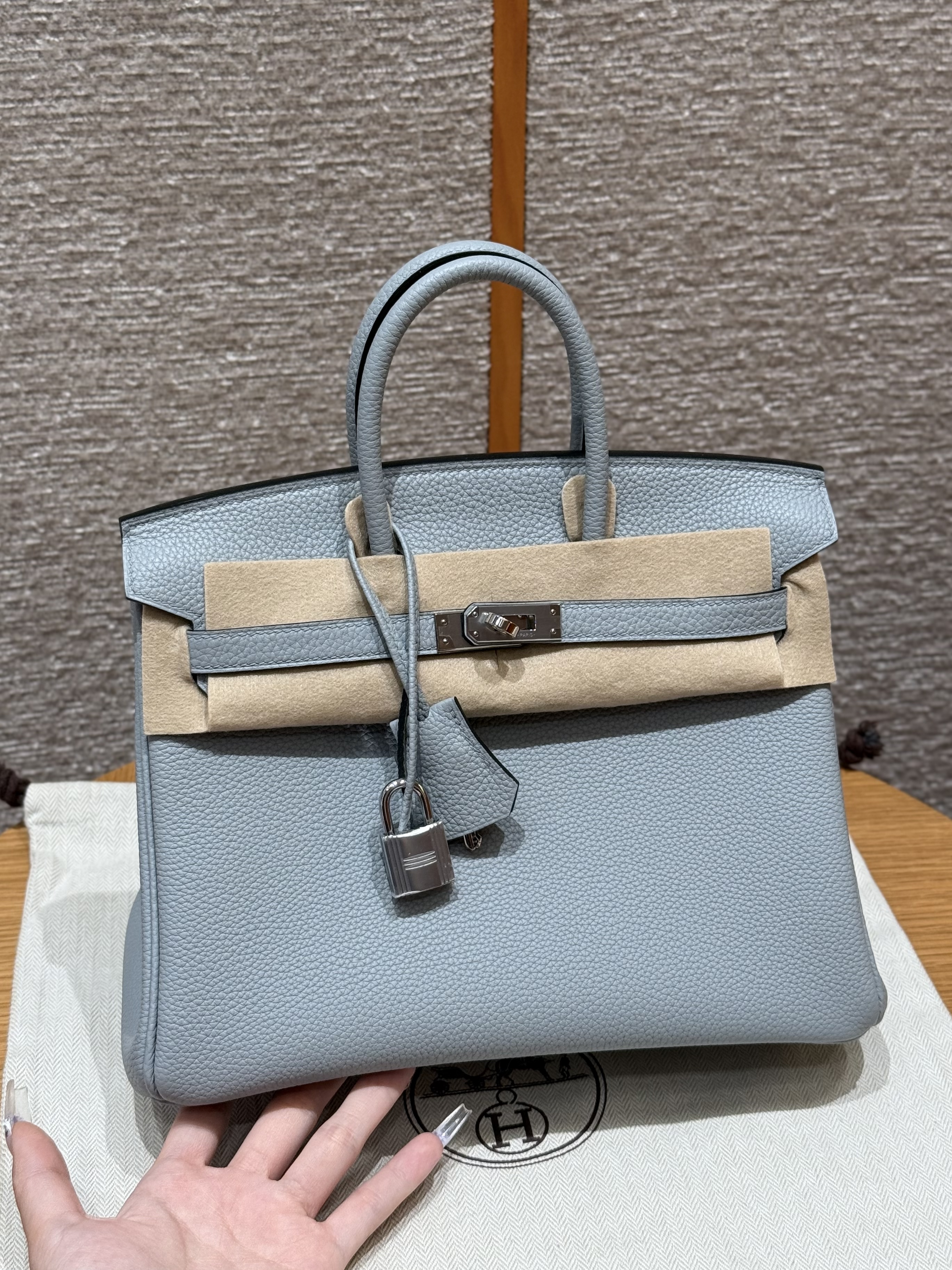 에르메스 Hermes Birkin 25cm Togo P0 Girs Pantin/silver