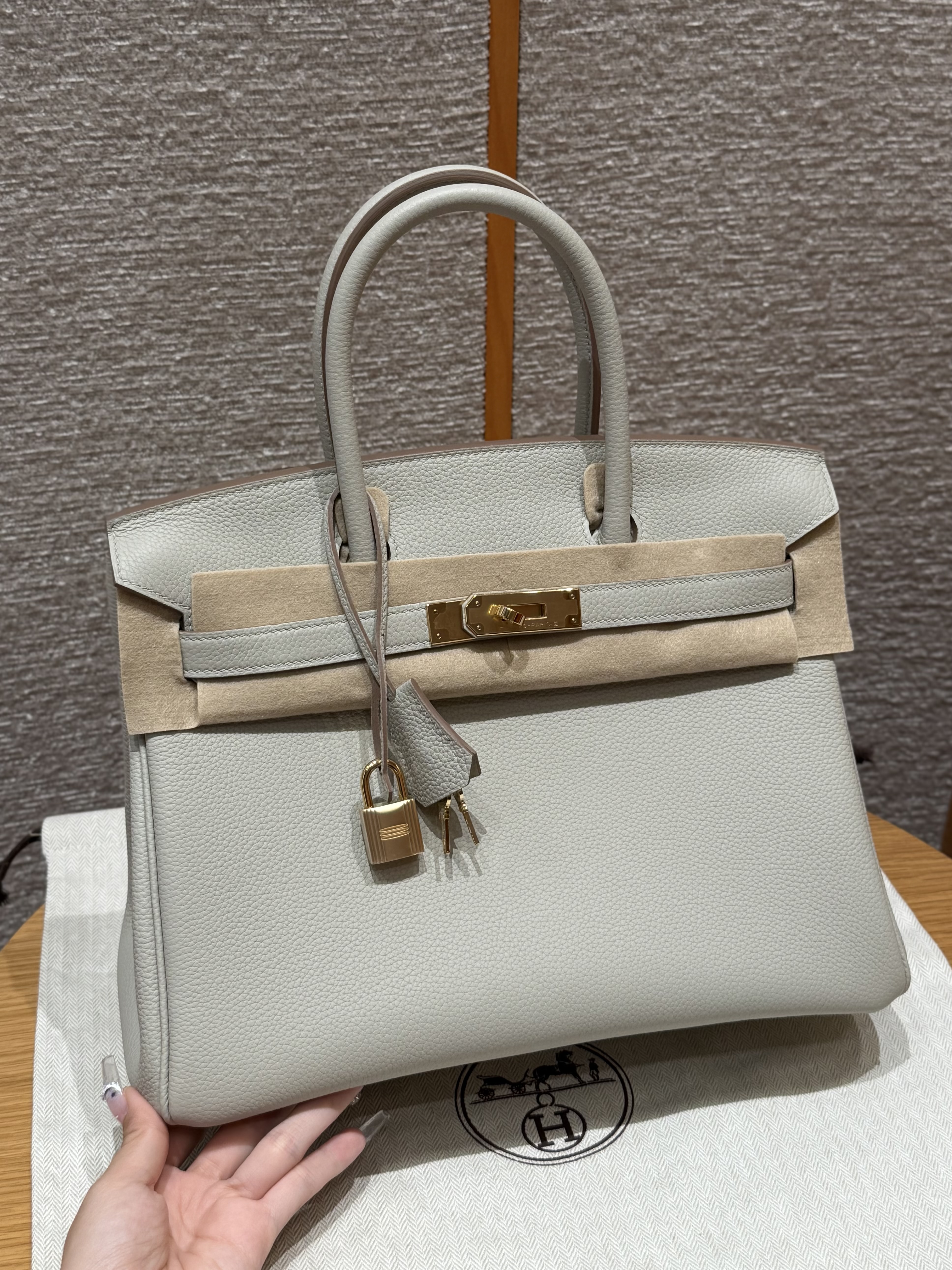 에르메스 Hermes Birkin 30cm Togo 80 Gris Perle/gold