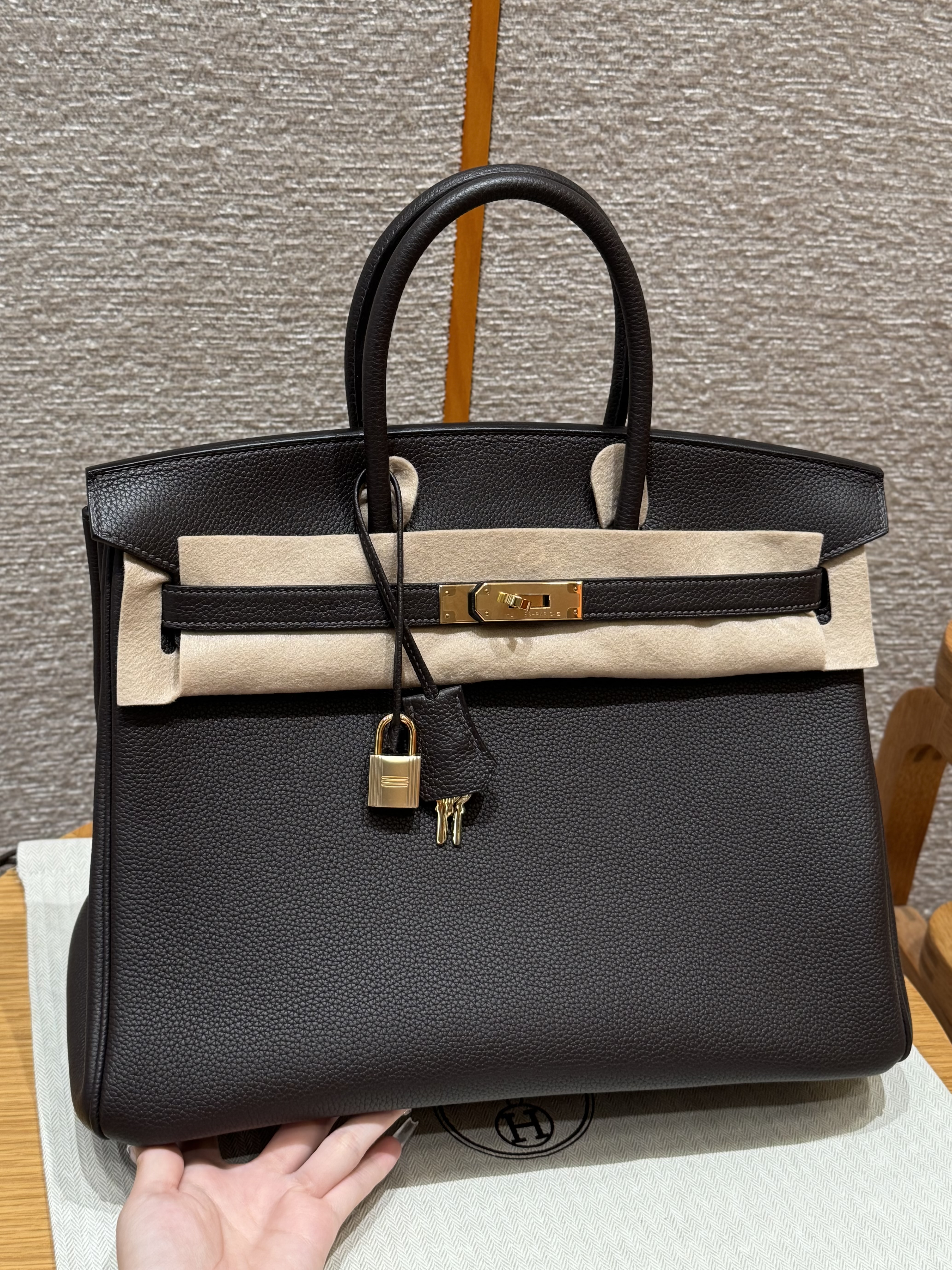 에르메스 Hermes Birkin 35cm Togo 46 Ebene/gold