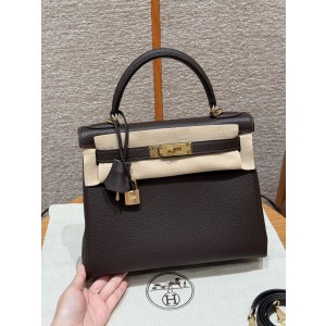 에르메스 Hermes Kelly 25cm Togo 46 Ebene/gold